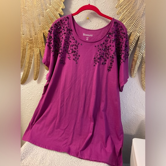 ❌Romans 22/24 1x purple beaded top plus size - Picture 2 of 5
